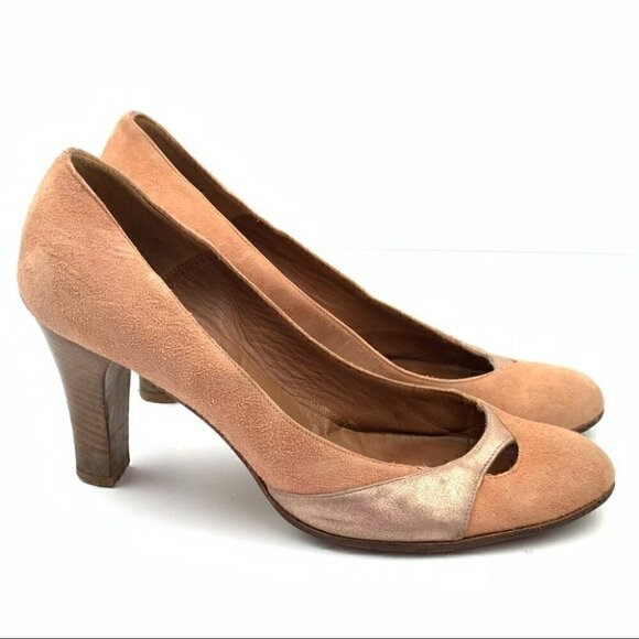 Marc jacobs heels 7 peach rose gold Italian suede Y2k vintage - Picture 11 of 11